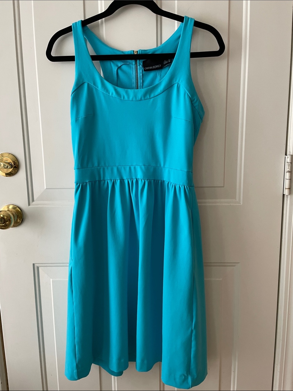 Cynthia Rowley Bright Turquoise Sleeveless Scoop-Neck Midi Dress Size S